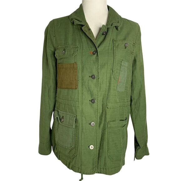 Anthropologie Hei Hei Utility Jacket XS Green Patchwork Embroidered Field NEW - Picture 2 of 7